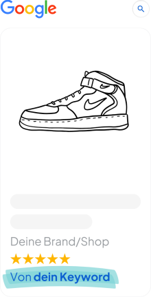 Google Shopping Ad-Beispiel mit Laufschuh "Von Dein Keyword"